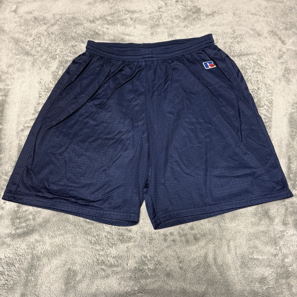 Vintage Russell Athletic Navy Blue Mesh Basketball Shorts Men's Size L